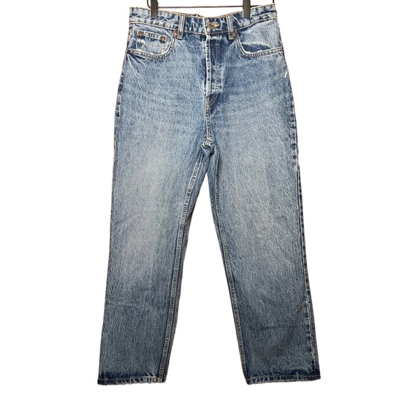 LIKE NEW Zara High Waist Button Fly‎ Tapered Straight Leg Jean Size 6 - Picture 1 of 5